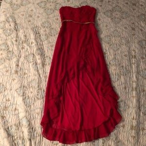 SOLD Windsor Strapless Red High Low Dress
